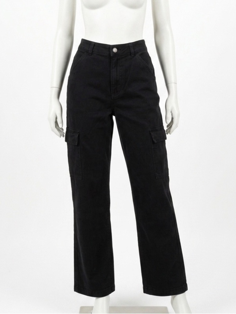 Hollister Ultra High Rise “Dad Pant” Black Cargo Pants with Utility Pockets Sz 3
